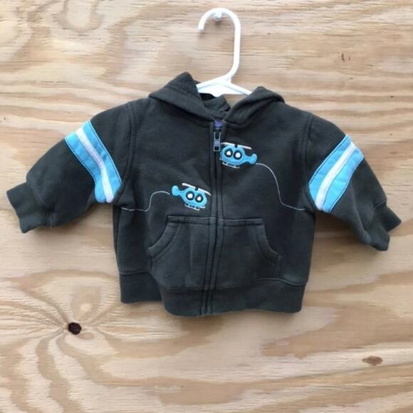 Gymboree | Dark Green Helicopter Sweatshirt 3-6 MOS Baby Boy - Picture 1 of 4